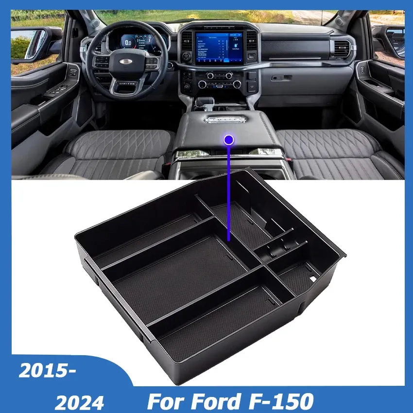 

Для 2015-2024 Ford F150 Pickup Raptor внутренняя центральная консоль подлокотник ящик для хранения лоток для монет органайзер контейнер автомобильные аксессуары
