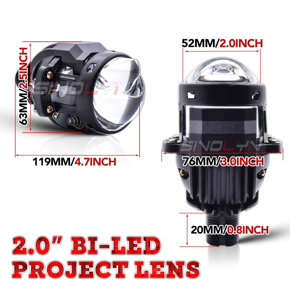 

80 Вт 2,0-дюймовые биосветодиодные гиперболоидные линзы проектора для H7 H4 9005 9006 H1 Фара Светодиодные автомобильные фары Вспомогательные фары 6000K Фара