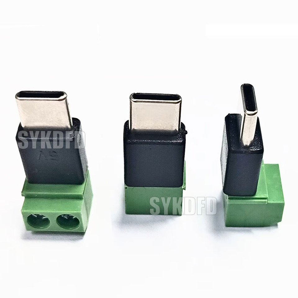 

1/2/3 шт. тип C 2Pin 5 В беспаечный зеленый терминальный адаптер USB быстрый разъем для зарядки мобильного телефона и компьютера