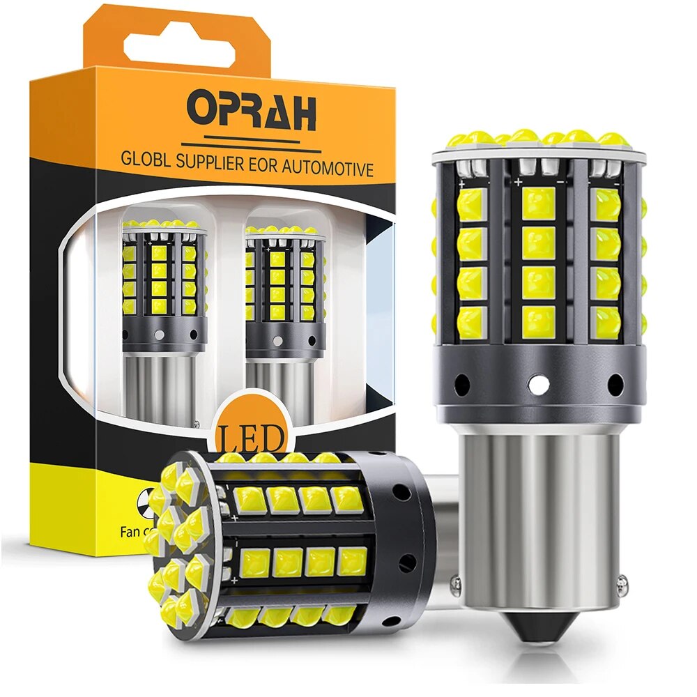 

Oprah 2 шт. высокомощные автомобильные фонари, лампы головного света P21W 1156 PY21W 1157 P21/5W 7443 W21/5W 3030 SMD Canbus, Передний Задний сигнал поворота автомобиля