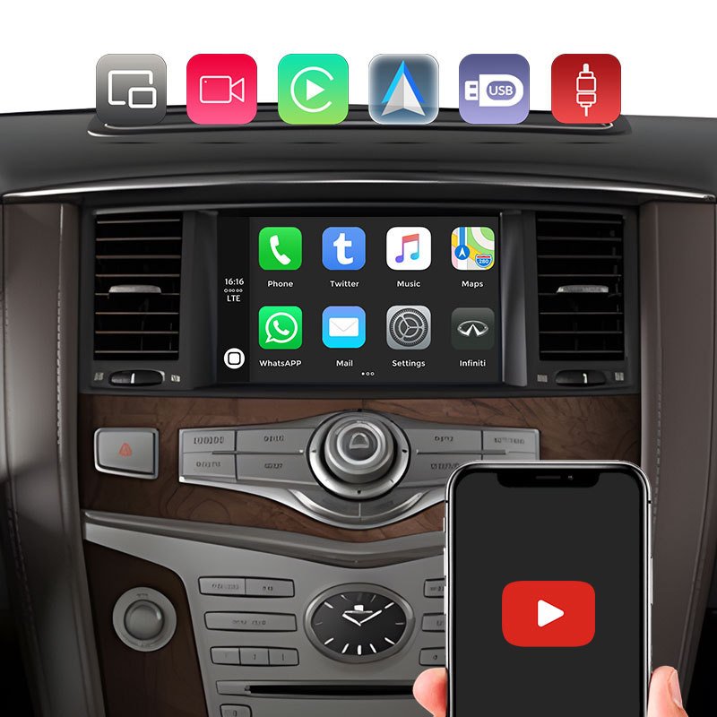 

Автомобильный беспроводной CarPlay для Infiniti 7 дюймов Q50 Q60 QX50 QX60 QX70 QX80 Q70 G25 Android Auto Car Play Интерфейс MirrorLink Airplay