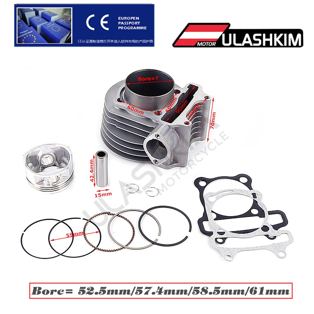 

GY6 125 150cc обновление до GY6 200cc 61 мм добавить больше мощности 30% 152qmi 1P52QMI 157QMJ 1P57QMJ двигатель для 4-тактного воздушного охлаждения