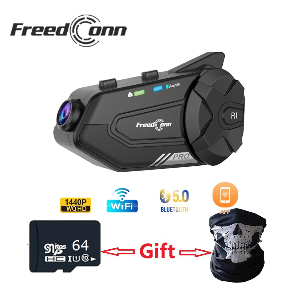 

Bluetooth-гарнитура для мотоциклетного шлема Freedconn R1 Pro, 6 водителей, 1440P, 2K
