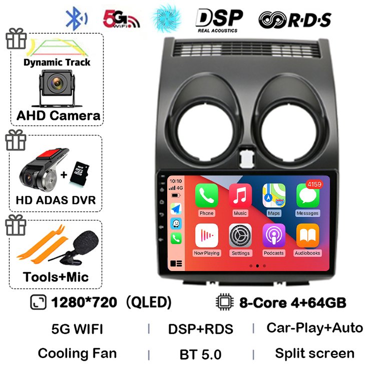 

Android 14 Carplay Auto для Nissan Qashqai 1 J10 2006 2007 2008 2009-2013 Автомобильный радиоприемник GPS Мультимедийный 2Din плеер Головное устройство Видео