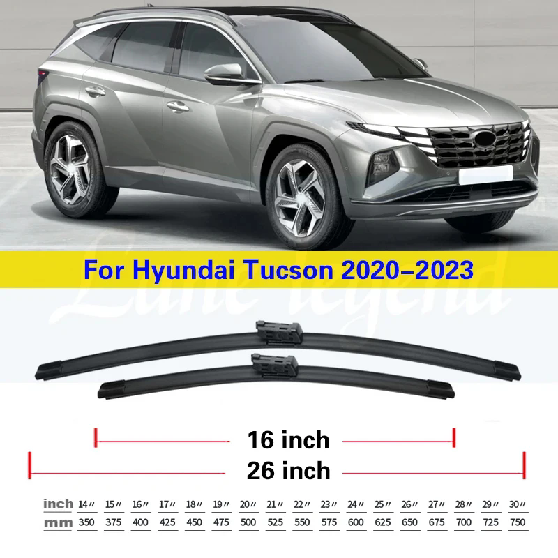 

Автомобильный стеклоочиститель для Hyundai Tucson 2020 2021 2022 2023, передние стеклоочистители, стеклоочистители, автомобильные щетки от дождя, автомобильные аксессуары 26 "+ 16"