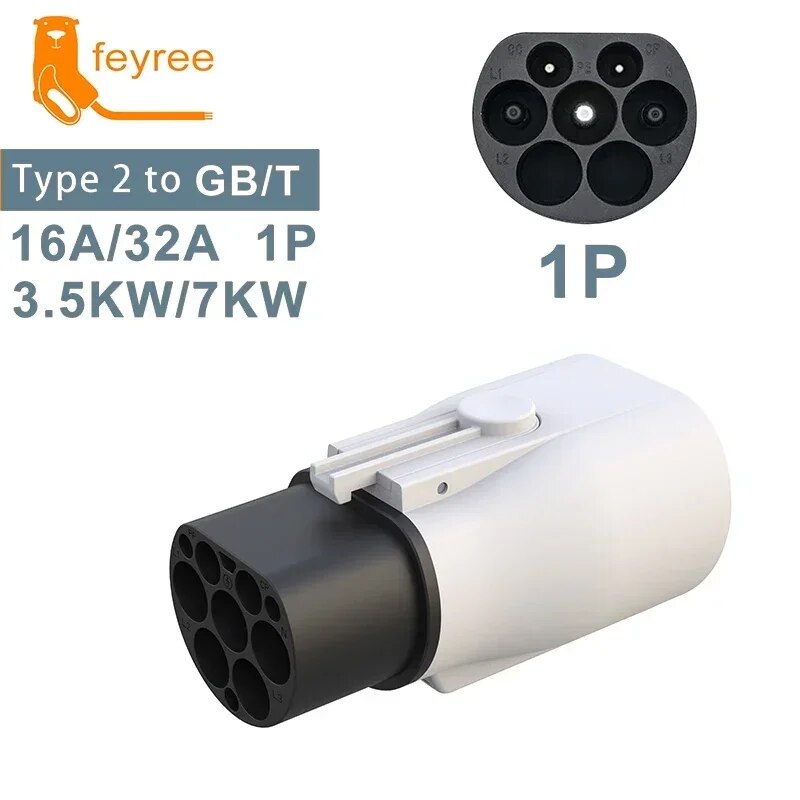 

Адаптер зарядного устройства для электромобилей Feyree Type 2, конвертер IEC 62196-2 в ГБ/Т для стандартной зарядки электромобилей в Китае, разъем EV 16A 32A