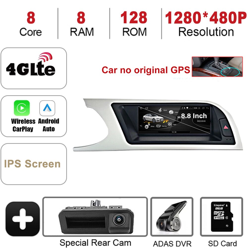 

Android 12 для Audi A5 B8 8t 2009 - 2016 автомобильное радио мультимедийный стерео плеер GPS сенсорный экран Navi автомобильное беспроводное зарядное устройство