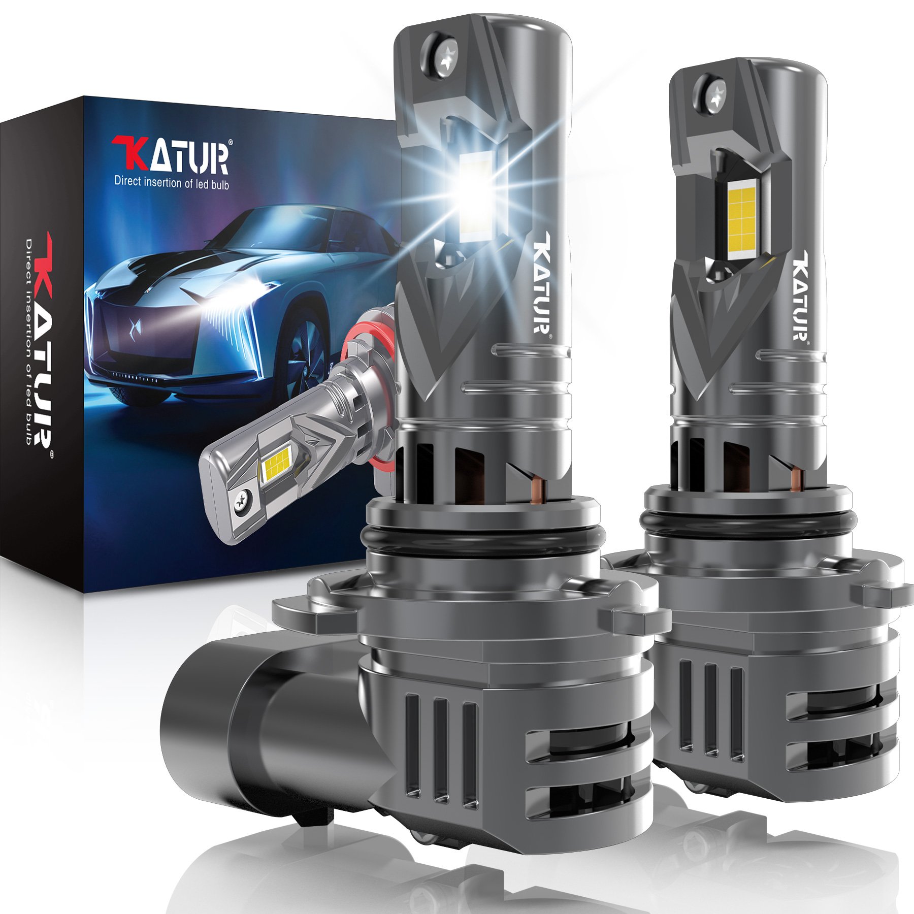 

Katur 2x 9006 HB4 Светодиодная автомобильная фара 100 Вт Ксеноновая лампа 6000K 20000Lm Белые турбодиодные лампы с вентилятором DRL Супер яркая высокая мощность