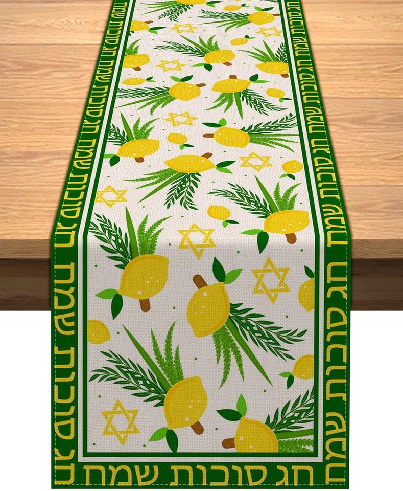 

Льняная дорожка для стола Happy Sukkot