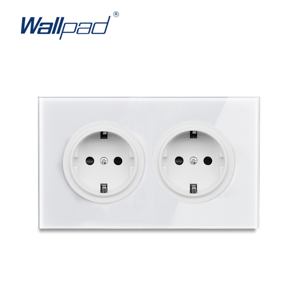 

Wallpad L6 Double 2 Gang настенная розетка стандарта ЕС 146 Тип немецкий двойной блок питания белая закаленная стеклянная панель 146*86 мм