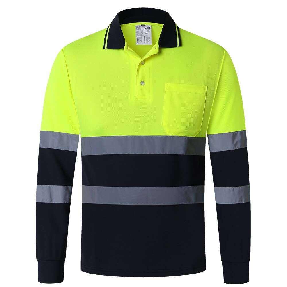 

Рабочая Рубашка Hi vis, Защитная Рубашка-поло с длинным рукавом, оранжевая Светоотражающая рубашка с карманами
