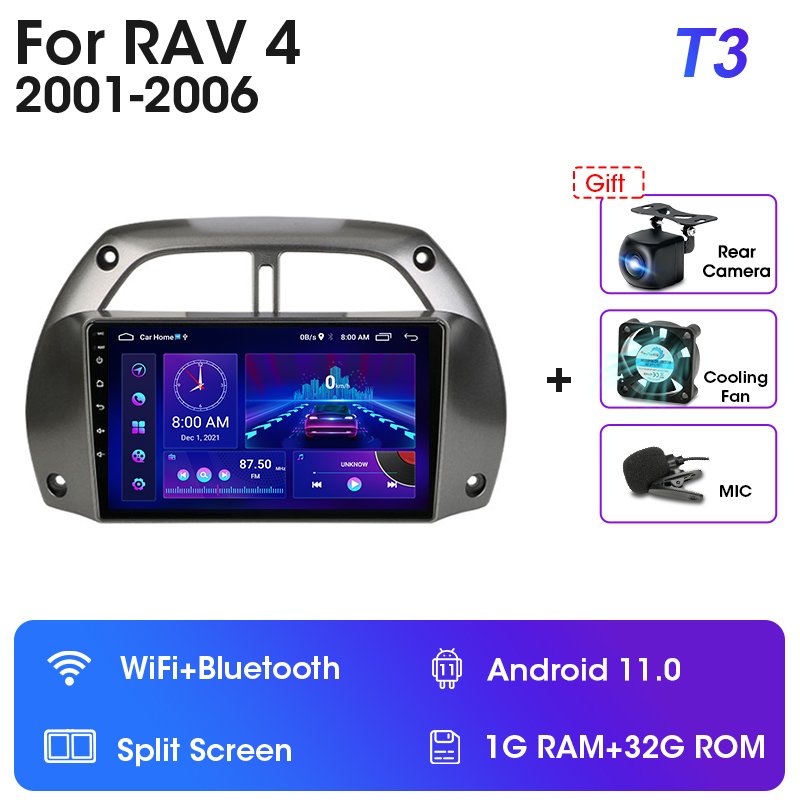 

Автомагнитола JMCQ 2DIN, мультимедийный плеер для Toyota RAV4 RAV 4 2001-2006, навигация GPS, головное устройство, беспроводной Carplay 4G Android 12