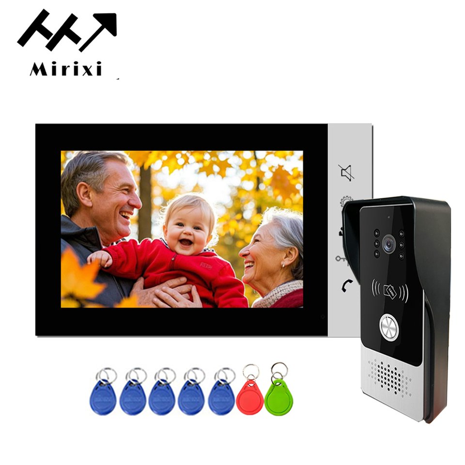 

Mirixi 7-дюймовый видеодомофон, домофонная система, RFID-дверной звонок с камерой, разблокировка, разговор, ночное видение HD для виллы, квартиры