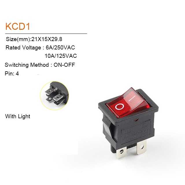 

Кулисные переключатели KCD1 6A/250В 4-контактные