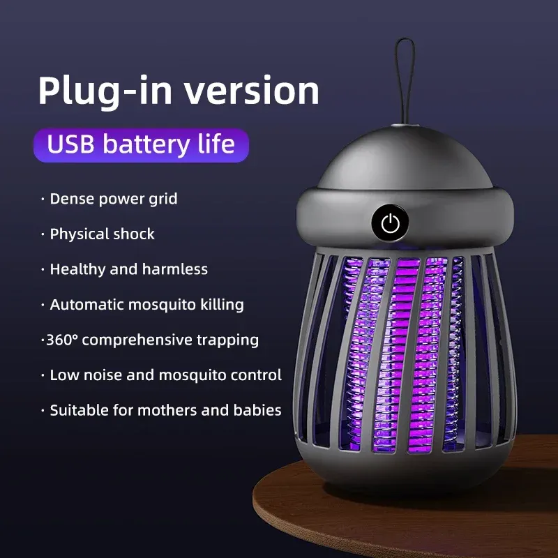 

Новая портативная лампа от комаров, USB перезаряжаемая электрическая ловушка для мух Zapper, репеллент от насекомых, бесшумная лампа от комаров 2025