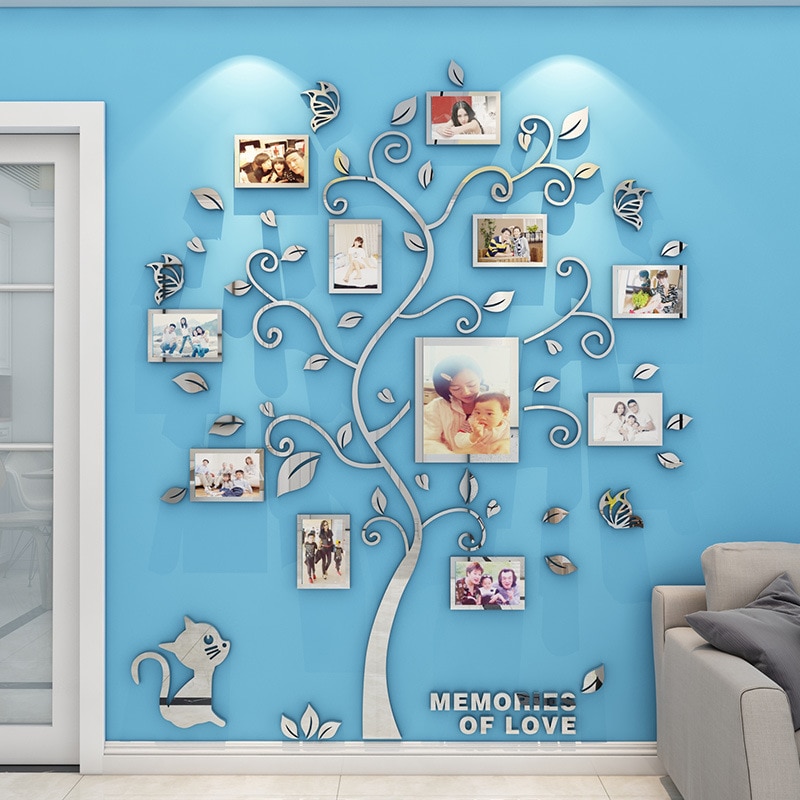 

3D зеркальная наклейка на стену HOMEMCDS фоторамка дерево акриловая