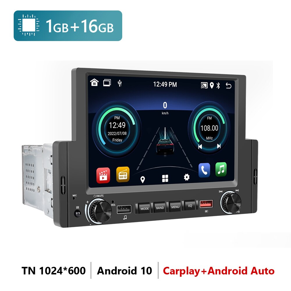 

Автомагнитола LeeKooLuu, 1 Din, Android, GPS-навигация, универсальный мультимедийный плеер 6,2 дюйма, беспроводной Carplay для VW, Nissan, Kia, Ford