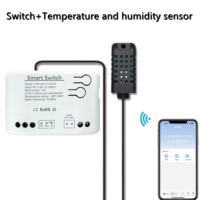 

Умный переключатель температуры и влажности mumubiz, Wi-Fi