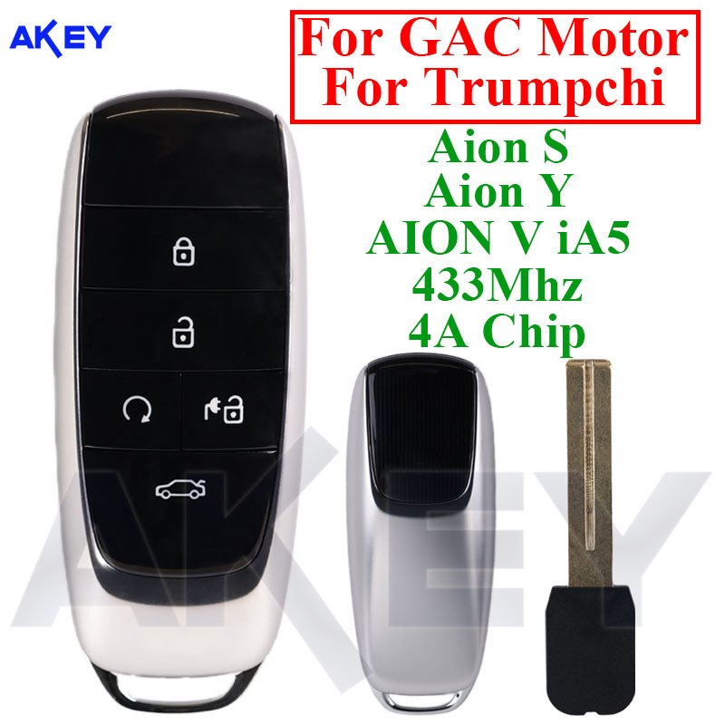 

Smart Fob Интеллектуальный автоматический пульт дистанционного управления Автомобильный ключ 4A Чип 433 МГц для двигателя GAC для Trumpchi Aion Y Aion S AION V IA5 Keyless Go