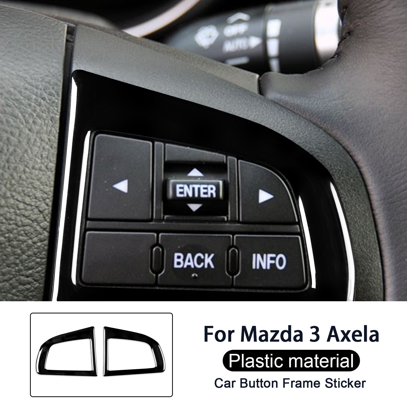 

Для Mazda 3 Axela 10-13 Mazdaspeed 3 Piano Black Кнопка рулевого колеса Рамка Пластиковая пластина Накладка на панель салона автомобиля Наклейка