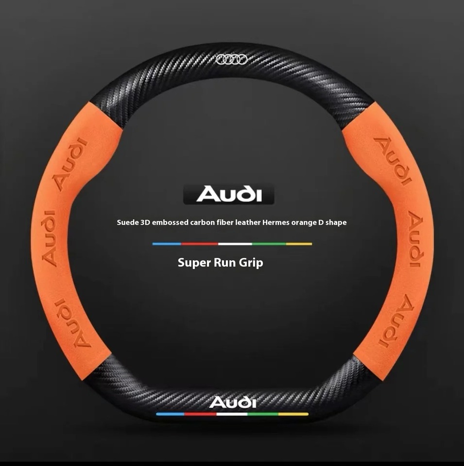 

Для Audi Sline A1 A3 A4 A5 A6 A7 A8 Q2 Q3 Q5 Q7 Q8 S3 S4 S5 S6 RS3 RS4 TT Автомобильный противоскользящий кожаный чехол на руль из углеродного волокна