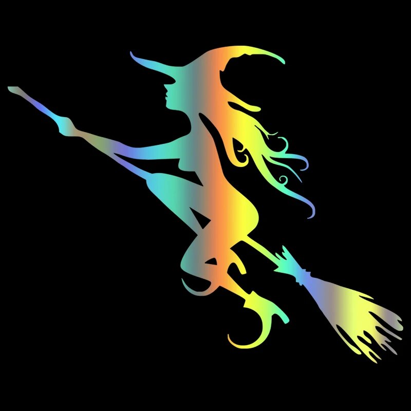 

33709 # различные размеры Автомобильная наклейка ведьма на летающей метле виниловая наклейка Водонепроницаемая на бампер грузовика заднее окно без фона