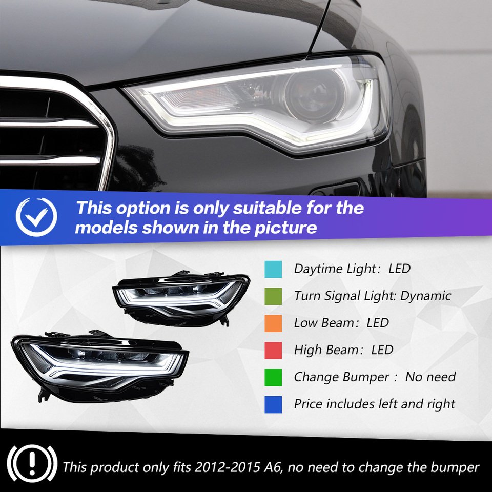 

Фара AKD для Audi A6 C7 светодиодный фара 2012-2015 фары A6 C7 DRL сигнал поворота фара дальнего света ангельские глазки