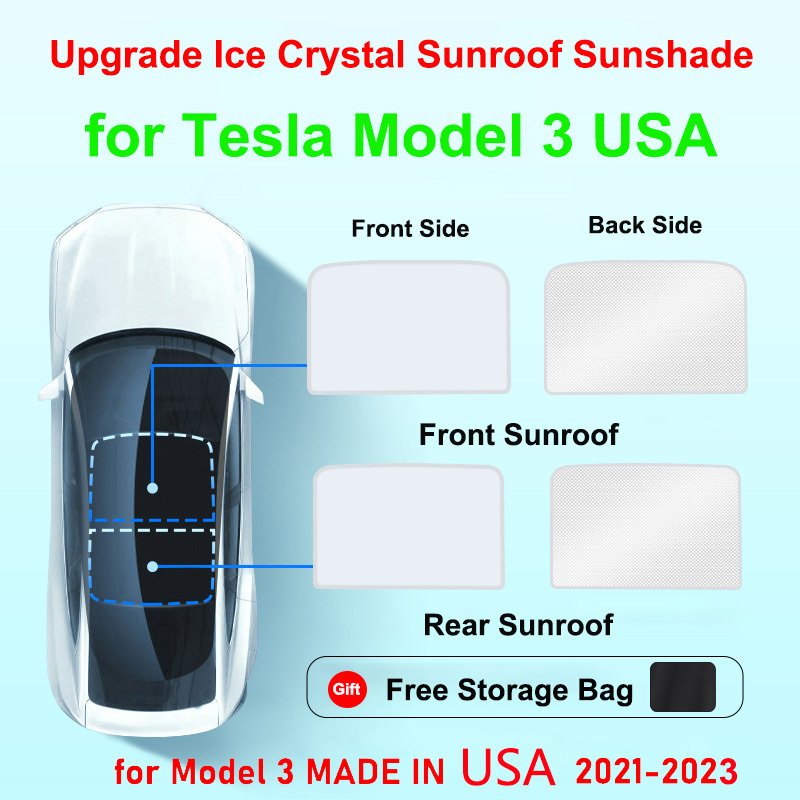 

Солнцезащитные Козырьки На Люк Для Tesla Model 3/Y 2021-2024 Highland С Пряжкой, Ткань С Нано-серебряным Покрытием
