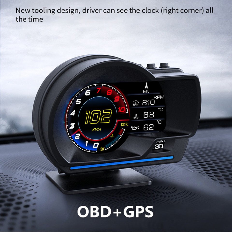 

OBD2 Автомобильный проекционный дисплей HUD Smart Автомобильный датчик температуры воды и масла Турбо-обрат Цифровой одометр Охранная сигнализация Автоматический счетчик