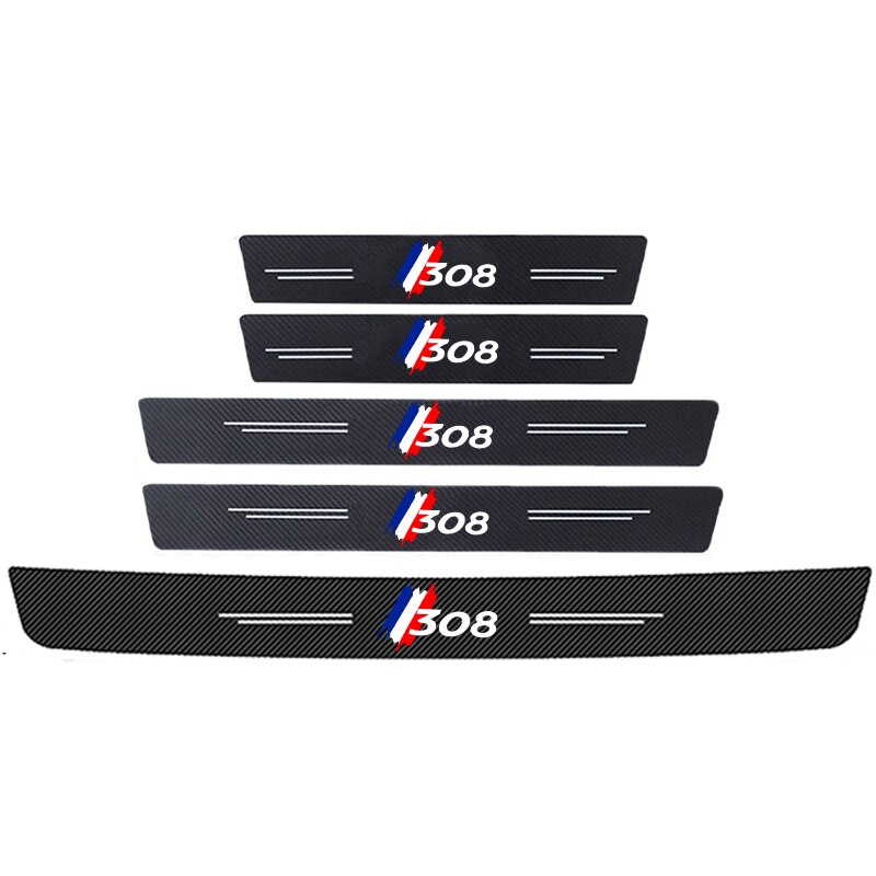

Автомобильный интерьер для Peugeot 308 с логотипом из углеродного волокна, Накладка на порог двери, наклейка на порог, наклейка, лента, протектор, наклейки, защита педали