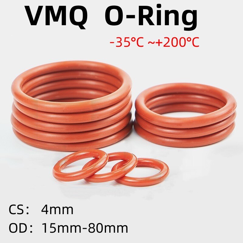 

Пищевые классные красные силиконовые уплотнительные кольца VMQ, 10/20/50 шт., диаметр 15-80 мм, толщина CS 4 мм, кольца шайба прокладки, водонепроницаемые и термостойкие