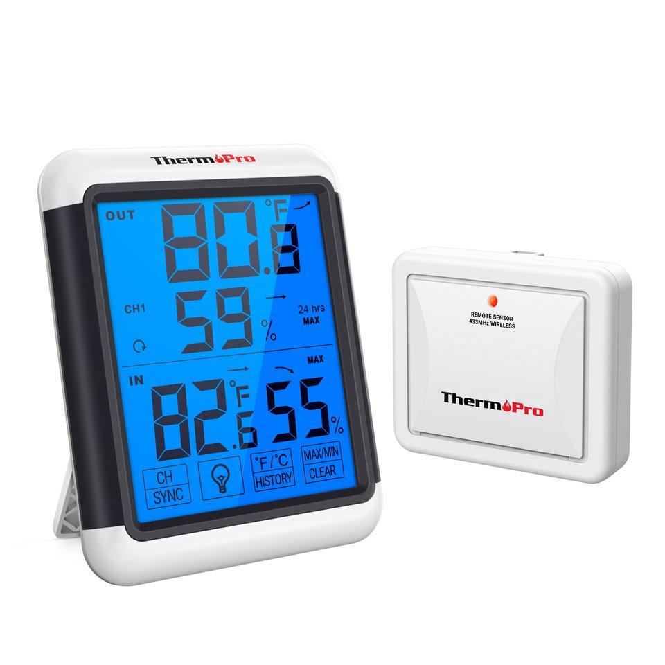 

ThermoPro TP65C Крытый наружный монитор температуры и влажности Метеостанция с функцией подсветки