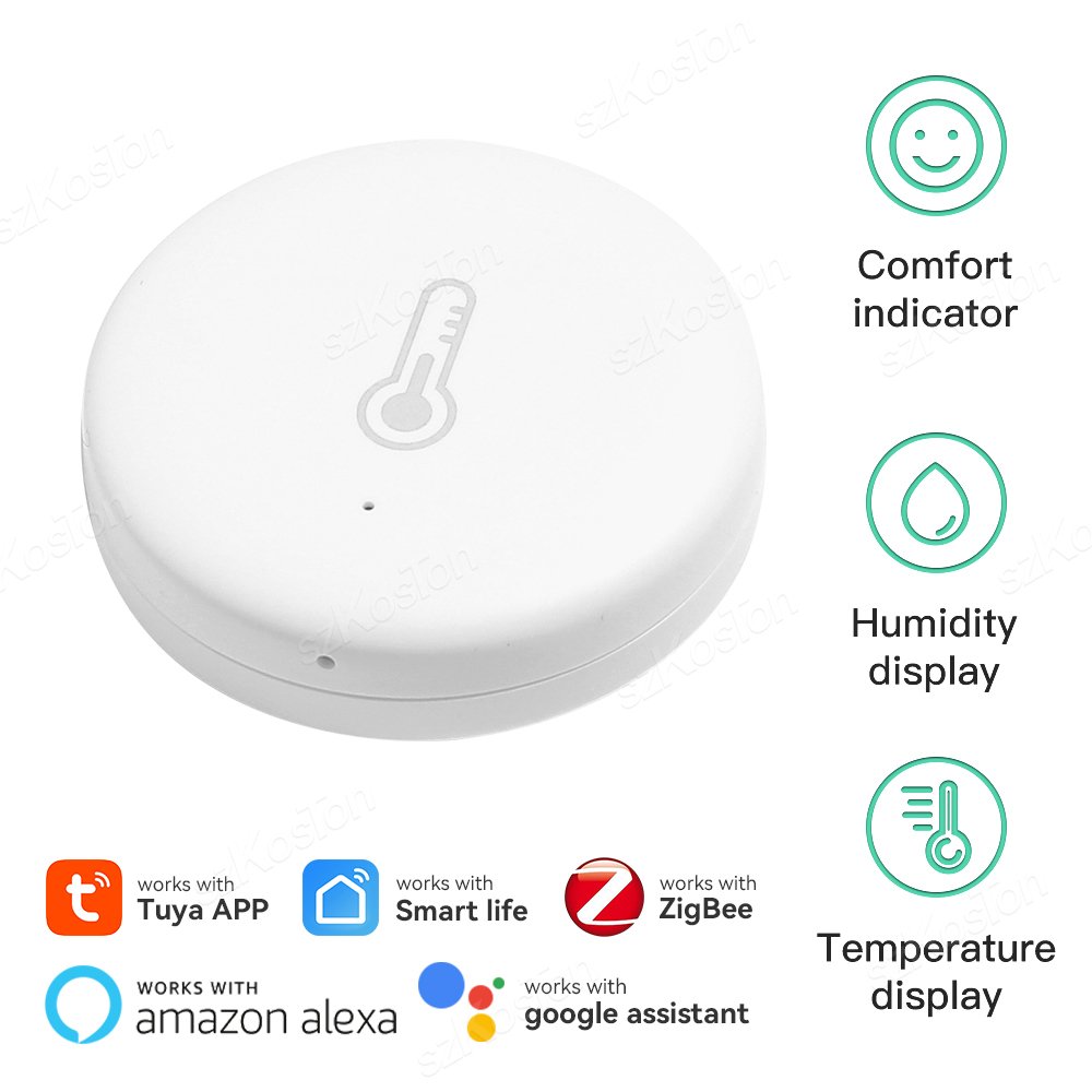 

Датчик температуры и влажности ZigBee для Tuya SmartLife, дистанционное управление через приложение, монитор в режиме реального времени, работает с Alexa Google Smart Home