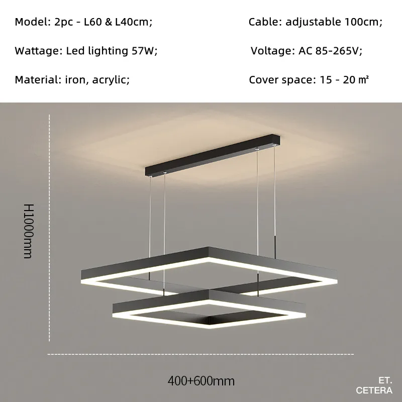 

LED люстра SaloEElaitte квадратная золотая