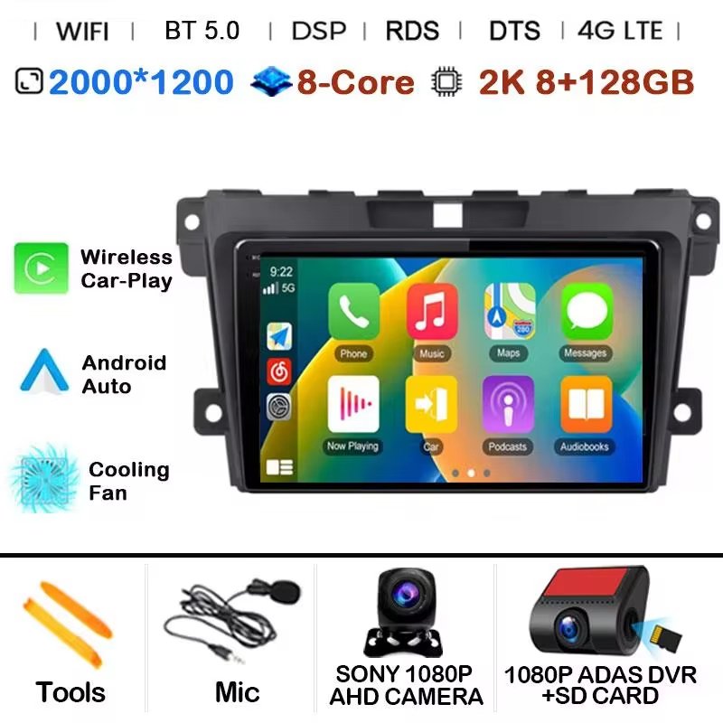 

Автомобильное радио Android 14 Carplay для MAZDA 2007 2008 2009 2010-2014 CX-7 CX7 CX 7 навигация GPS мультимедийный плеер стерео Wi-Fi BT