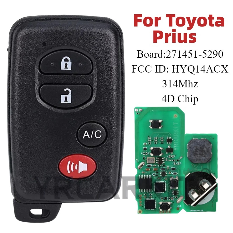 

Для Toyota Prius/подключаемый модуль 2010 2011 2012 2013 2014 2015, автомобильный смарт-ключ без ключа, дистанционный брелок 271451 -5290 FCC ID: HYQ14ACX AC