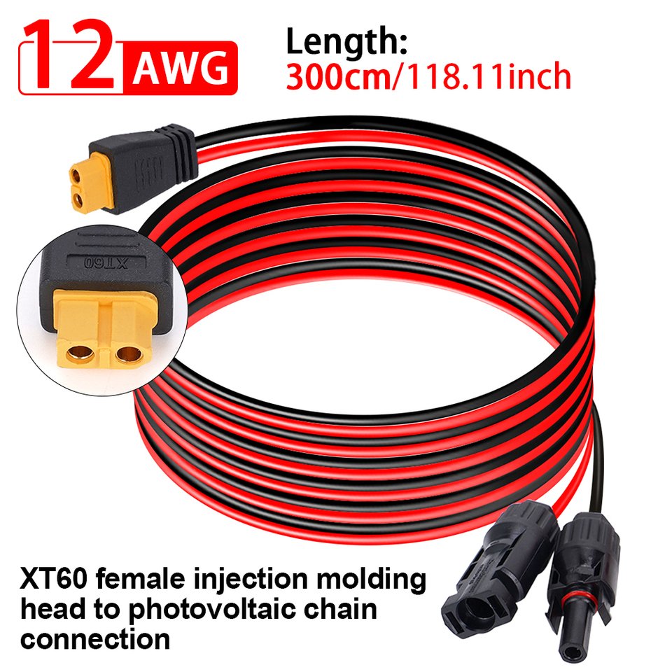 

12AWG 3 м/10 футов соединительный кабель для солнечной панели XT60 женская инъекционная головка к солнечному разъему ПВХ адаптер из чистой меди
