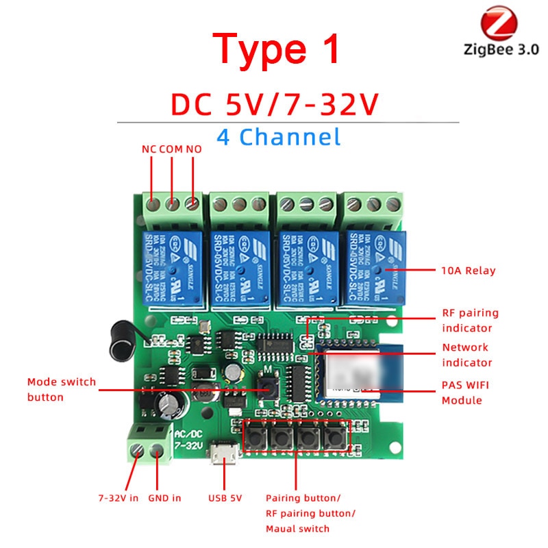 

Модуль умного переключателя AllbeAI Zigbee 4 канала