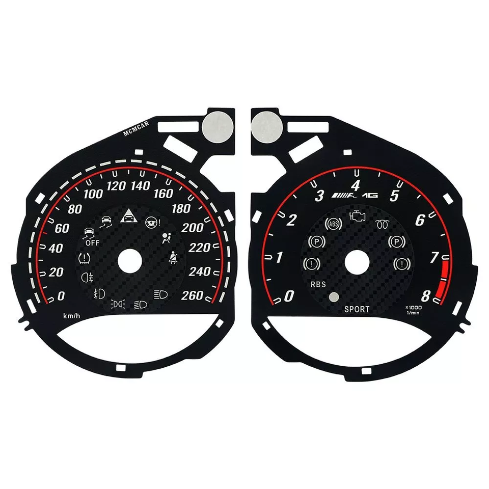 

Накладка на приборной панели Speedo для Mercedes W205 C-Class C63 C200L GLC260 AMG Gauge Face из углеродного волокна 260 км/ч