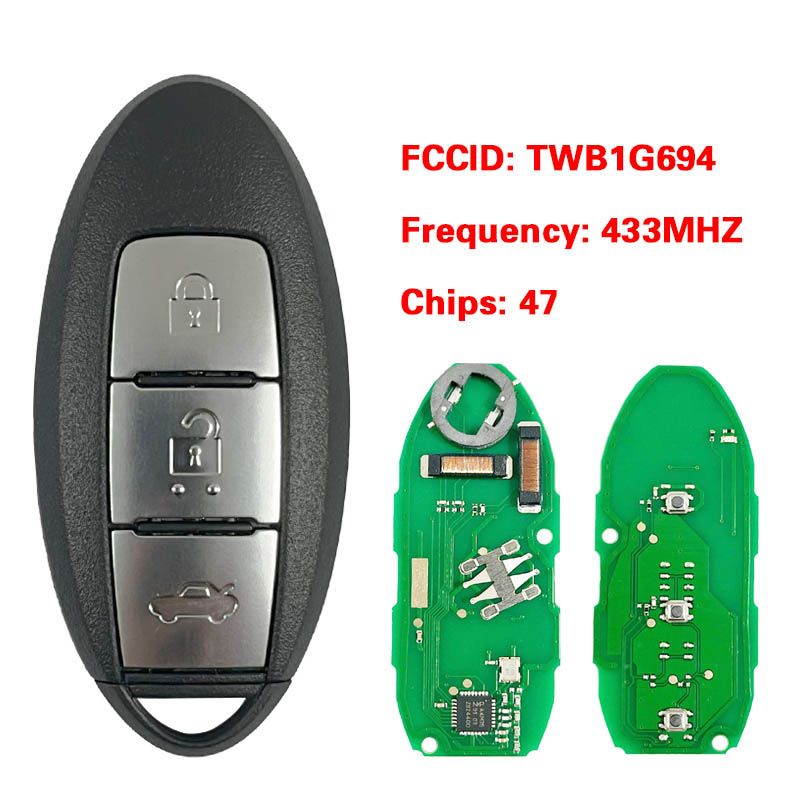 

CN 027045 FCC TWB1G694 для MICRA Juke Cube Leaf 3-кнопочный смарт-ключ 434 МГц PCF7952 47 чип