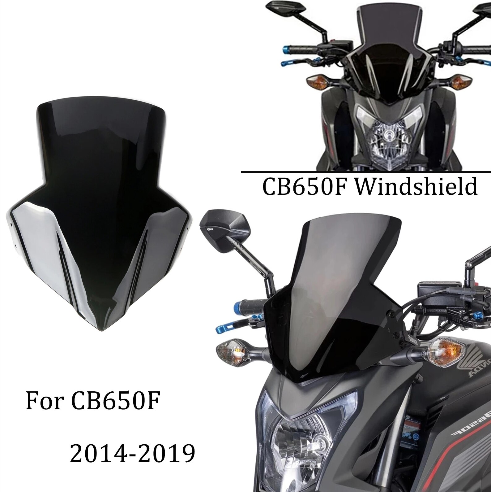 

Лобовое стекло для HONDA CB650F 2014-2019 CB 650F мотоциклетные передние ветровые стекла Pare-brise ветровые дефлекторы черный 15 16 17 18