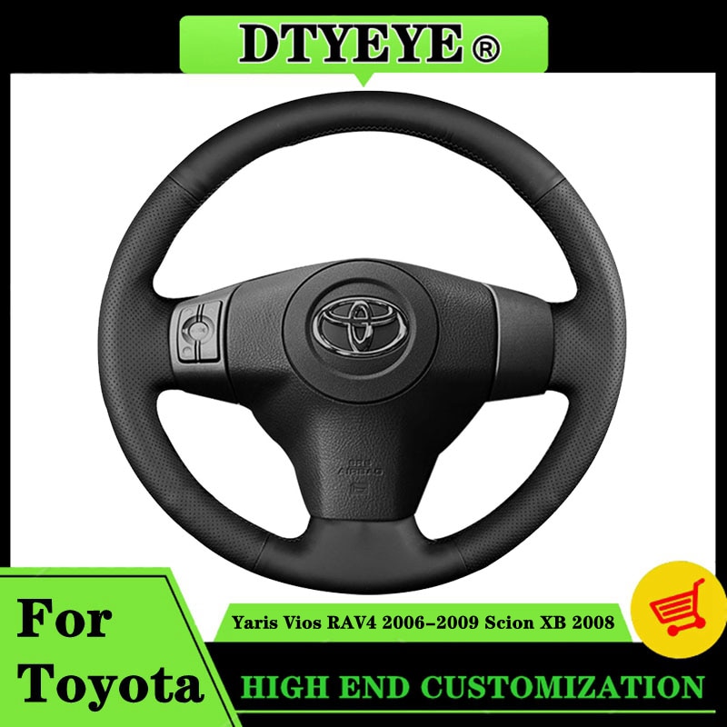 

Автомобильный чехол на руль для Toyota Yaris Vios RAV4 2006, 2007, 2008, 2009, Scion XB 2008, оригинальная оплетка на руль по индивидуальному заказу