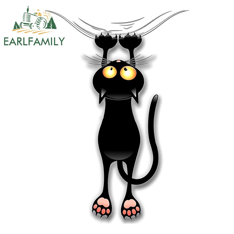 

EARLFAMILY 13 см кошка поднимается на стену забавная наклейка на автомобиль крышка топливного бака бампер креативная наклейка с животными мультяшный устойчивый к царапинам Декор
