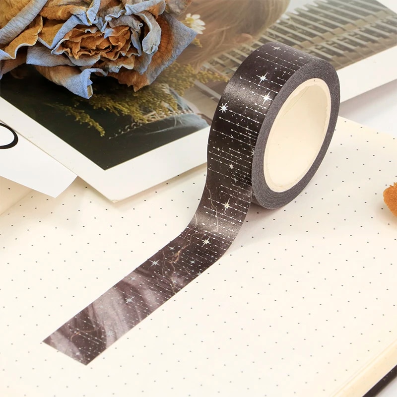 

GREATHOPE WASHI TAPE Декоративная серебристая галактическая лента 10 м