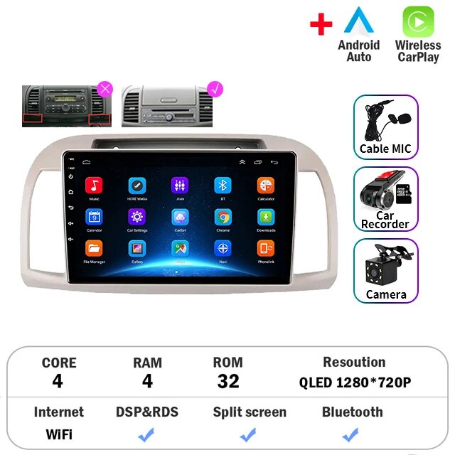 

Для Nissan March Micra K12 2002 2003-2010 Android автомобильный радиоприемник мультимедийный видеоплеер навигация GPS Carplay 4G WIFI DVD