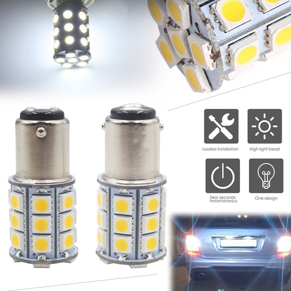

​ 2 шт. BA15D 27-SMD салона автомобиля, светодиодные указатели поворота, стоп-сигнал, лампа кабины, морская лодка, лампа 1004 1076 1142 1158 1176 1178