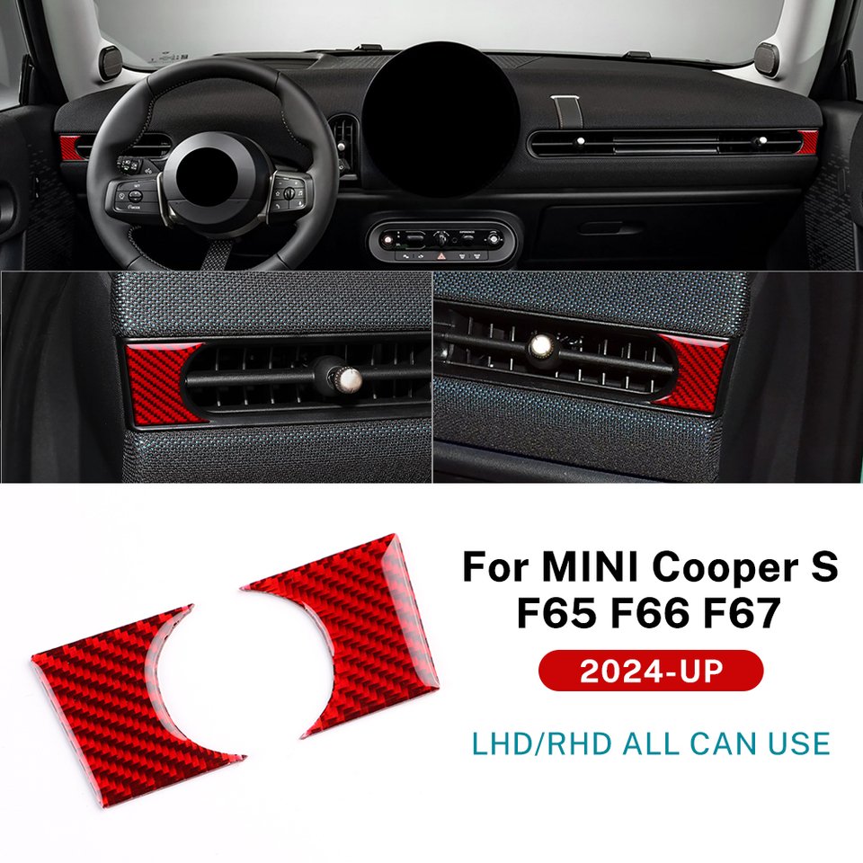 

2 шт. для Mini Cooper S F65 F66 F67 2024 2025 на приборную панель, боковое вентиляционное отверстие, наклейка из настоящего мягкого углеродного волокна, аксессуары