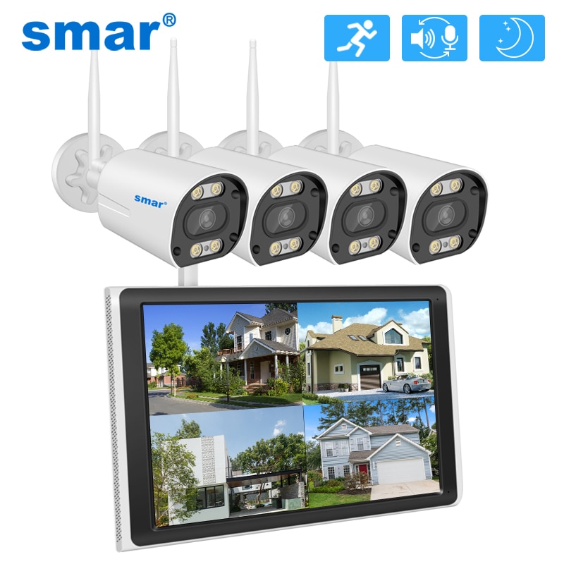 

Smar 3MP наружные Wi-Fi IP цилиндрические камеры 10,1 дюймовый ЖК-экран монитор 8CH NVR CCTV система безопасности комплект двустороннего аудио AI распознавание лица