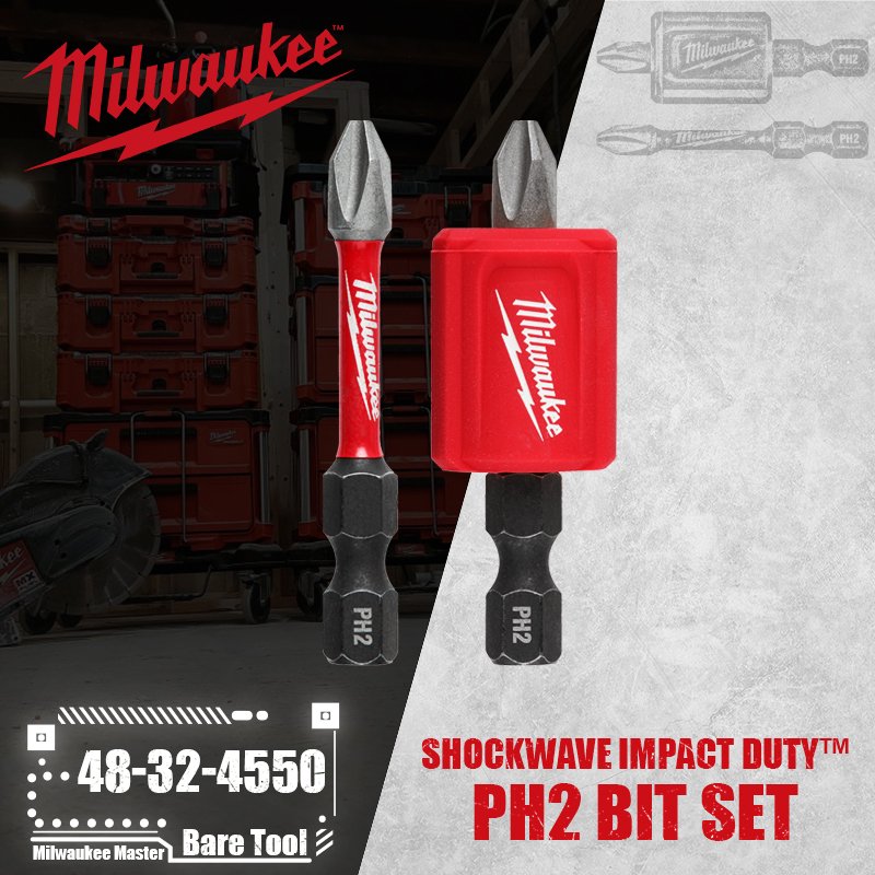 

Milwaukee SHOCKWAVE Impact Duty™ Магнитное крепление и набор бит PH2 3 шт.