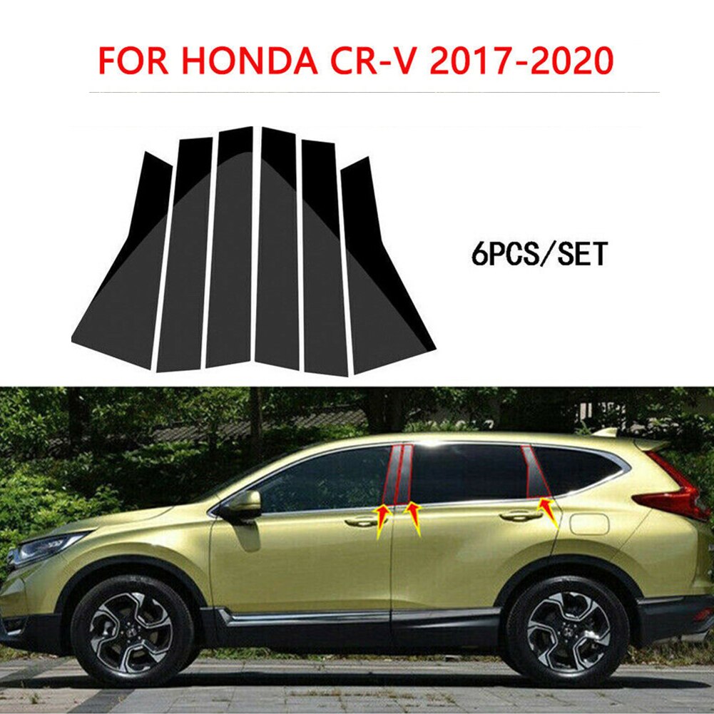 

Набор черных накладок на дверь автомобиля, 6 шт., стикеры, столбы для Honda CR-V CRV 2018 2019 2020, внешние автомобильные аксессуары